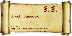 Bloch Benedek névjegykártya